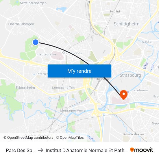 Parc Des Sports to Institut D'Anatomie Normale Et Pathologique map