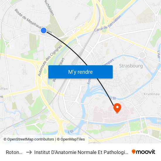 Rotonde to Institut D'Anatomie Normale Et Pathologique map