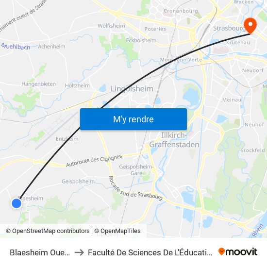 Blaesheim Ouest to Faculté De Sciences De L'Éducation map