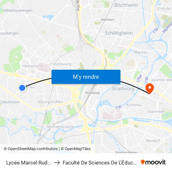 Lycée Marcel Rudloff to Faculté De Sciences De L'Éducation map