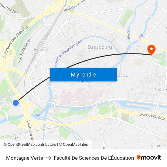 Montagne Verte to Faculté De Sciences De L'Éducation map