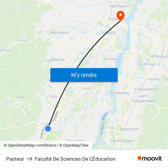 Pasteur to Faculté De Sciences De L'Éducation map