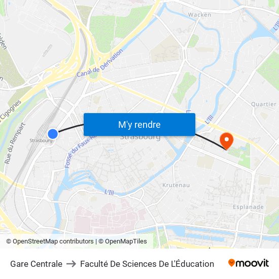 Gare Centrale to Faculté De Sciences De L'Éducation map