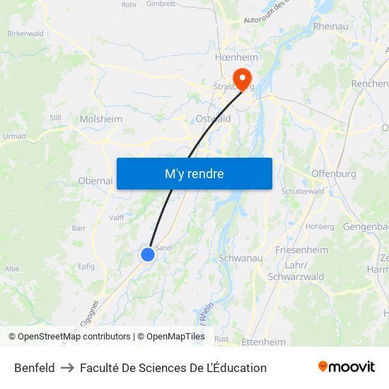 Benfeld to Faculté De Sciences De L'Éducation map