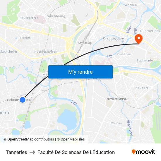 Tanneries to Faculté De Sciences De L'Éducation map