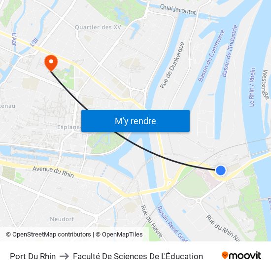 Port Du Rhin to Faculté De Sciences De L'Éducation map
