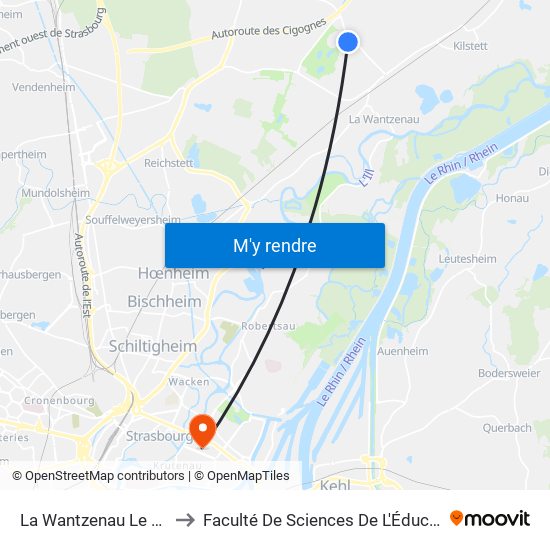 La Wantzenau Le Golf to Faculté De Sciences De L'Éducation map