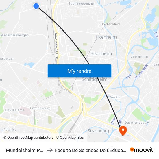 Mundolsheim Parc to Faculté De Sciences De L'Éducation map