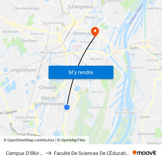 Campus D'Illkirch to Faculté De Sciences De L'Éducation map