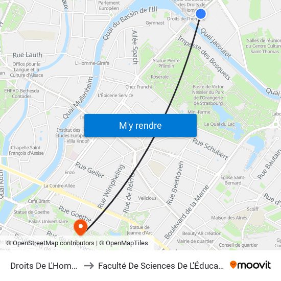 Droits De L'Homme to Faculté De Sciences De L'Éducation map