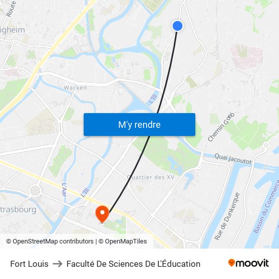 Fort Louis to Faculté De Sciences De L'Éducation map
