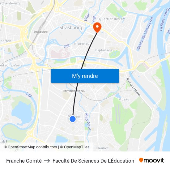 Franche Comté to Faculté De Sciences De L'Éducation map