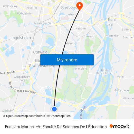 Fusiliers Marins to Faculté De Sciences De L'Éducation map