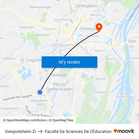 Geispolsheim Zi to Faculté De Sciences De L'Éducation map