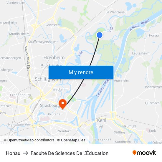 Honau to Faculté De Sciences De L'Éducation map