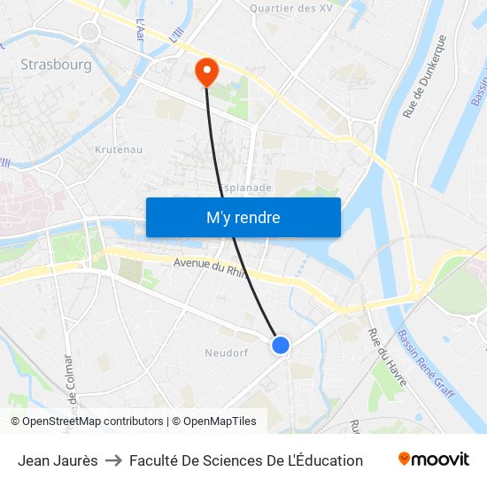 Jean Jaurès to Faculté De Sciences De L'Éducation map