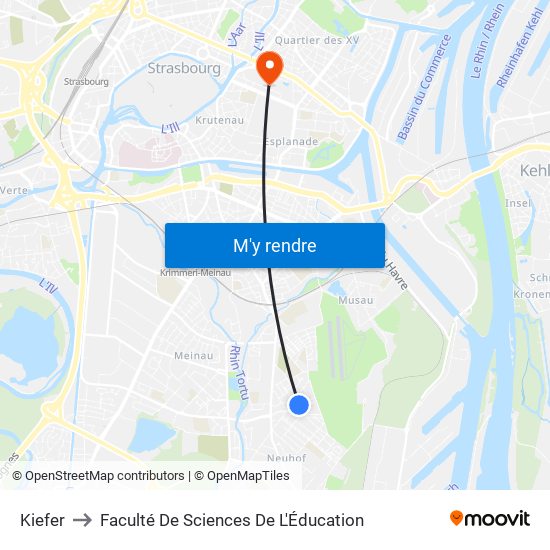 Kiefer to Faculté De Sciences De L'Éducation map
