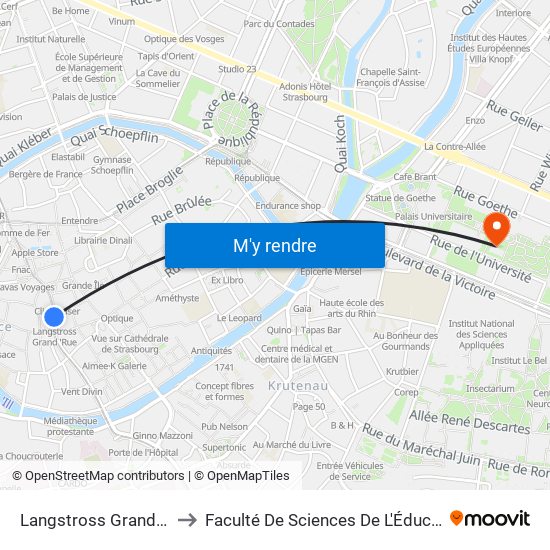 Langstross Grand'Rue to Faculté De Sciences De L'Éducation map