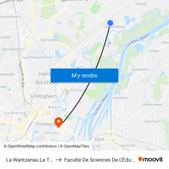 La Wantzenau Le Tilleul to Faculté De Sciences De L'Éducation map