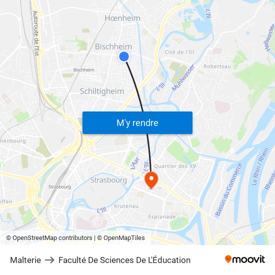 Malterie to Faculté De Sciences De L'Éducation map