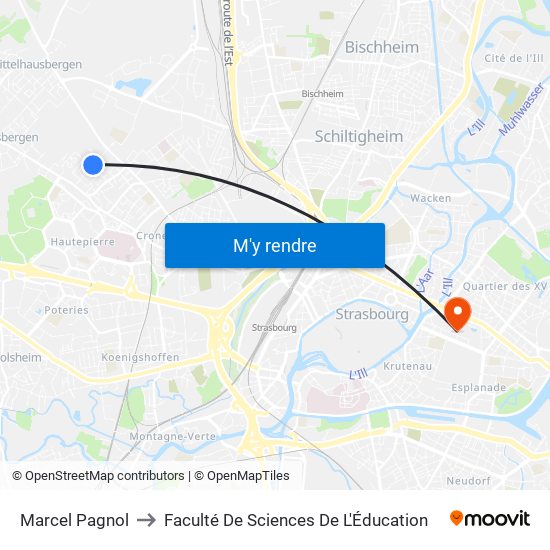 Marcel Pagnol to Faculté De Sciences De L'Éducation map