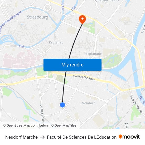 Neudorf Marché to Faculté De Sciences De L'Éducation map