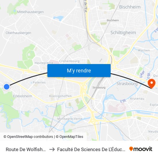 Route De Wolfisheim to Faculté De Sciences De L'Éducation map