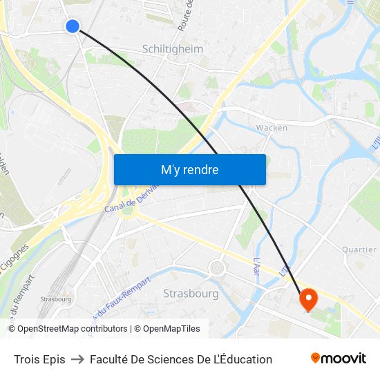 Trois Epis to Faculté De Sciences De L'Éducation map