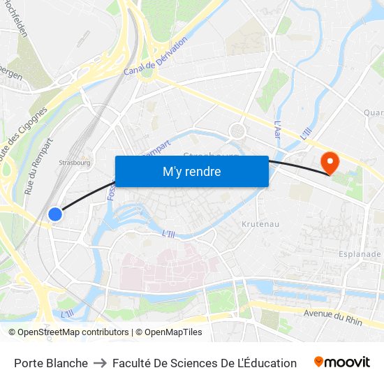 Porte Blanche to Faculté De Sciences De L'Éducation map