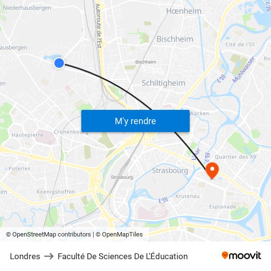 Londres to Faculté De Sciences De L'Éducation map