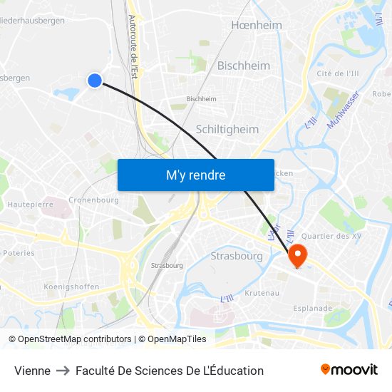 Vienne to Faculté De Sciences De L'Éducation map