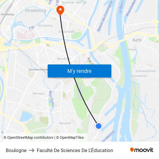 Boulogne to Faculté De Sciences De L'Éducation map