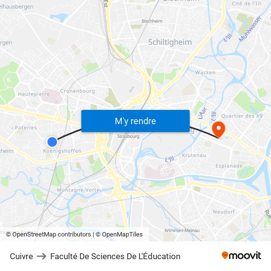 Cuivre to Faculté De Sciences De L'Éducation map