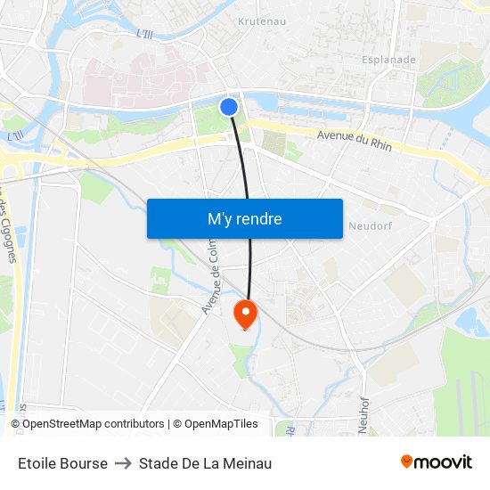 Etoile Bourse to Stade De La Meinau map