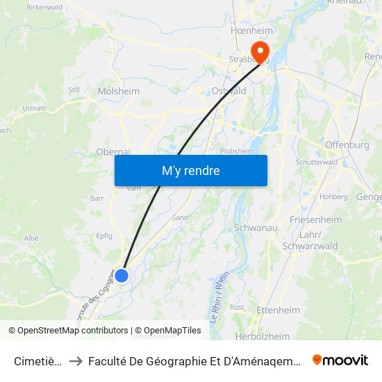 Cimetière to Faculté De Géographie Et D'Aménaqement map