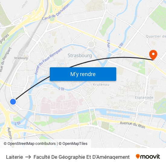 Laiterie to Faculté De Géographie Et D'Aménaqement map