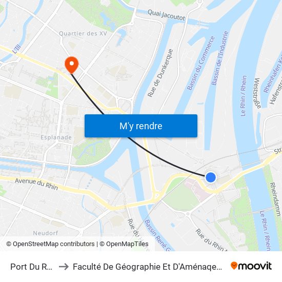 Port Du Rhin to Faculté De Géographie Et D'Aménaqement map