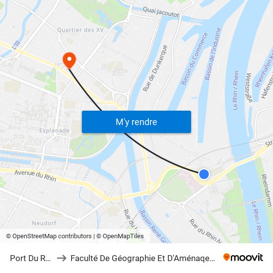 Port Du Rhin to Faculté De Géographie Et D'Aménaqement map