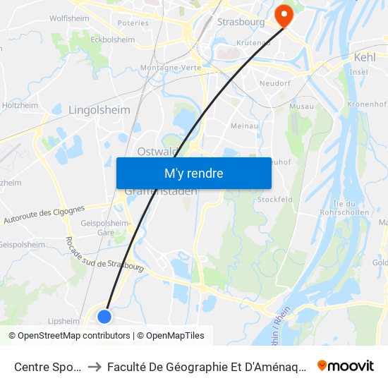 Centre Sportif to Faculté De Géographie Et D'Aménaqement map