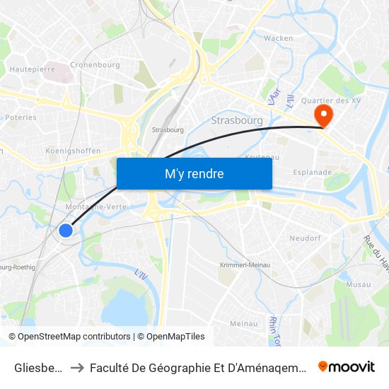 Gliesberg to Faculté De Géographie Et D'Aménaqement map