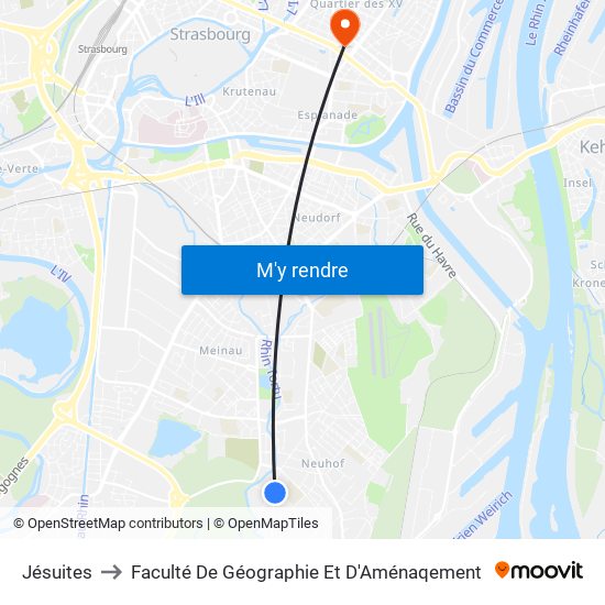 Jésuites to Faculté De Géographie Et D'Aménaqement map