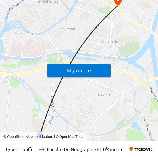 Lycée Couffignal to Faculté De Géographie Et D'Aménaqement map