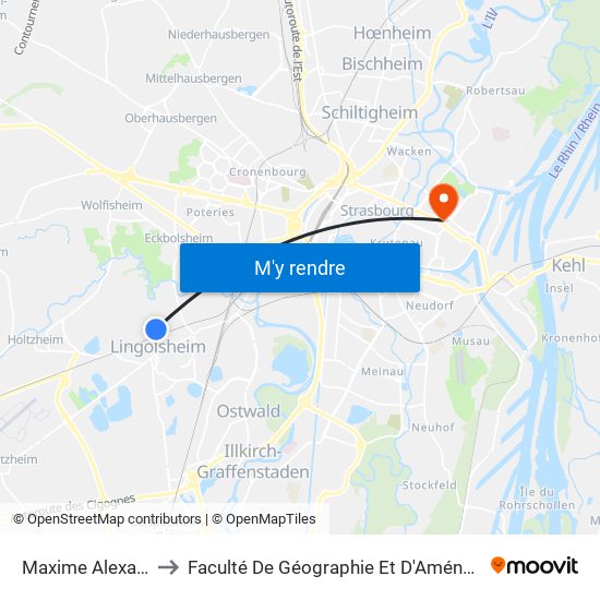 Maxime Alexandre to Faculté De Géographie Et D'Aménaqement map
