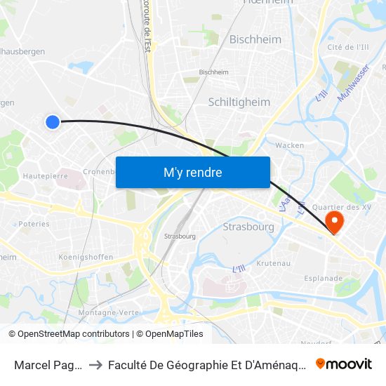 Marcel Pagnol to Faculté De Géographie Et D'Aménaqement map