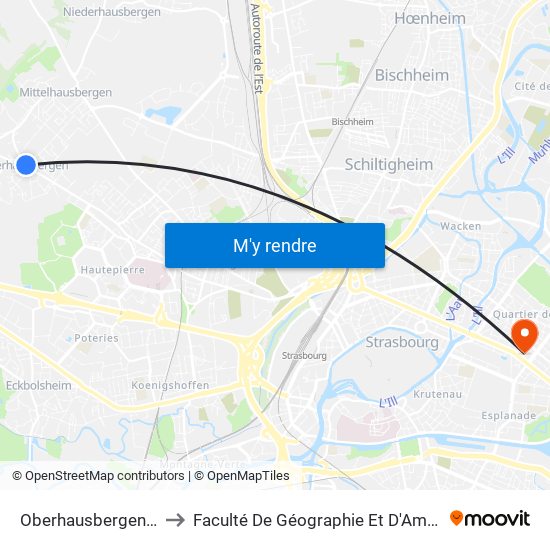 Oberhausbergen Mairie to Faculté De Géographie Et D'Aménaqement map