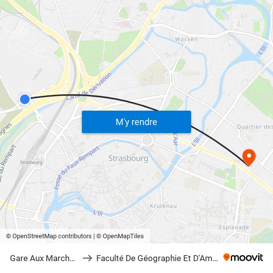 Gare Aux Marchandises to Faculté De Géographie Et D'Aménaqement map