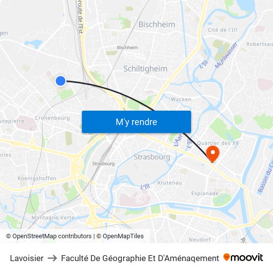 Lavoisier to Faculté De Géographie Et D'Aménaqement map