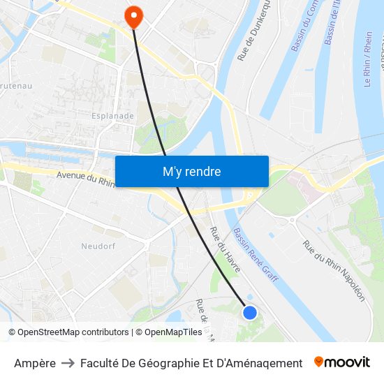 Ampère to Faculté De Géographie Et D'Aménaqement map