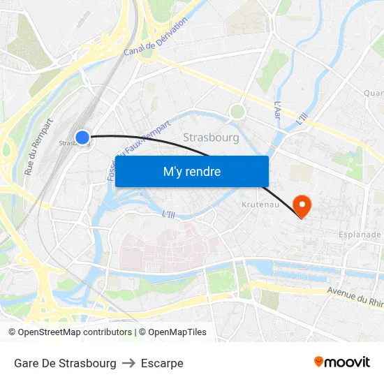 Gare De Strasbourg to Escarpe map