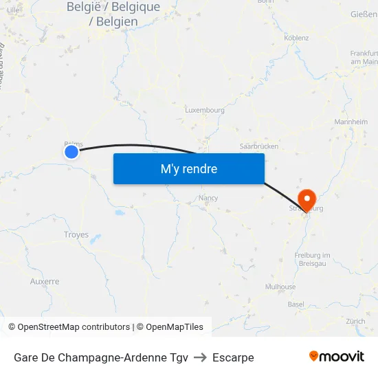 Gare De Champagne-Ardenne Tgv to Escarpe map